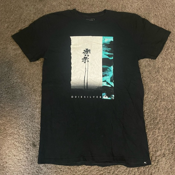 Quiksilver Black and Teal Graphic Tee - Picture 1 of 3